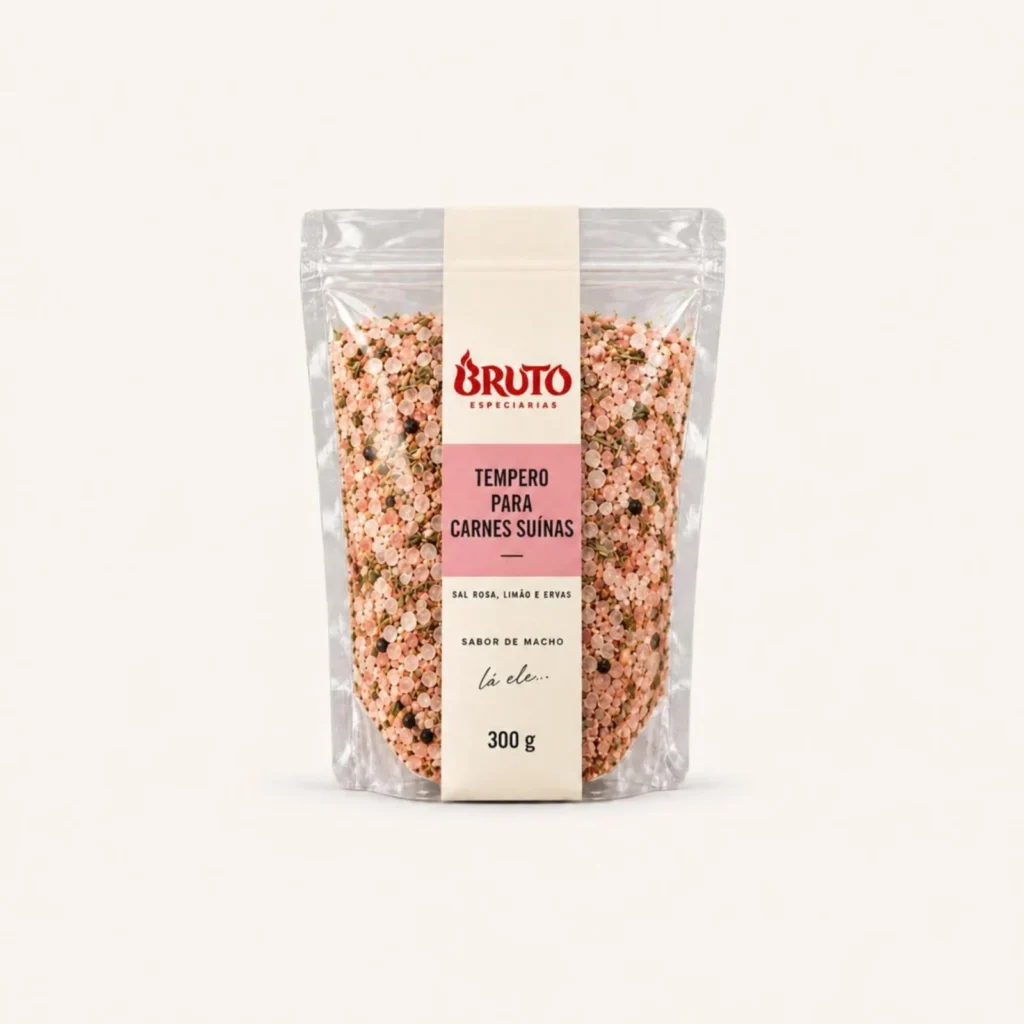 Pacote Porco Bruto 300 g, tempero para carnes suínas com sal rosa, limão e ervas